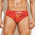 Burning Japanese Flame Pattern Print Men's Swim Briefs