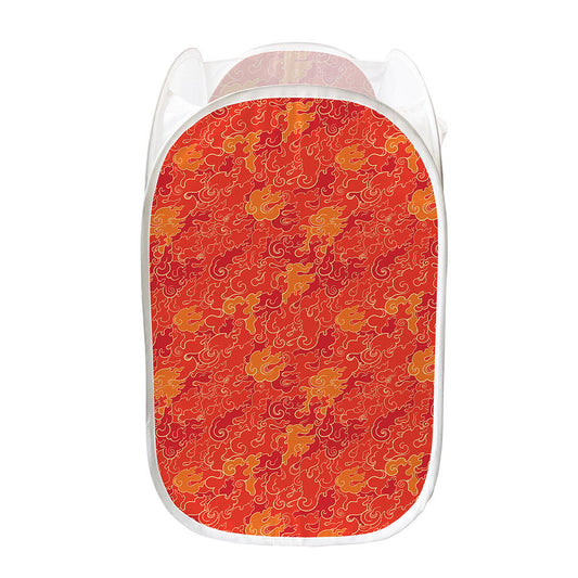 Burning Japanese Flame Pattern Print Mesh Laundry Hamper