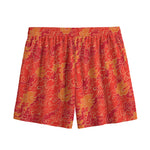 Burning Japanese Flame Pattern Print Mesh Shorts