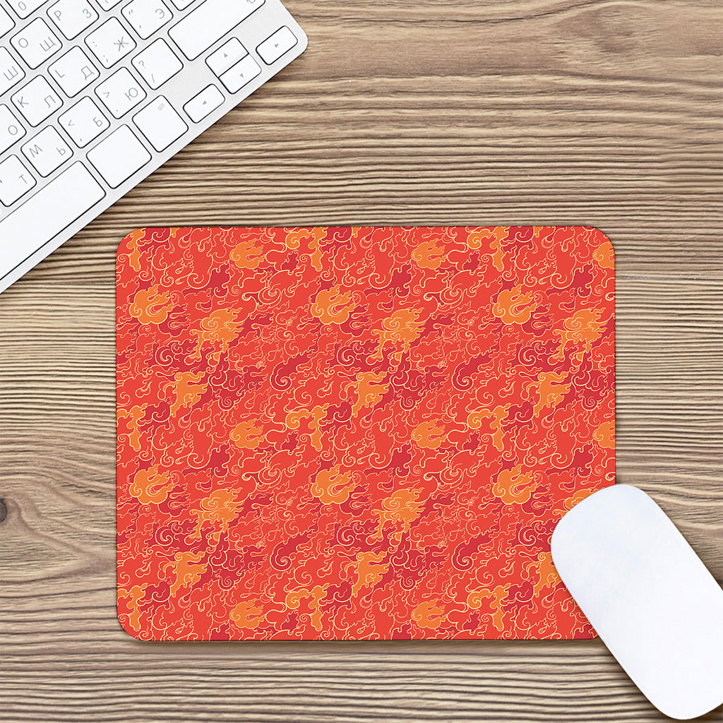 Burning Japanese Flame Pattern Print Mouse Pad