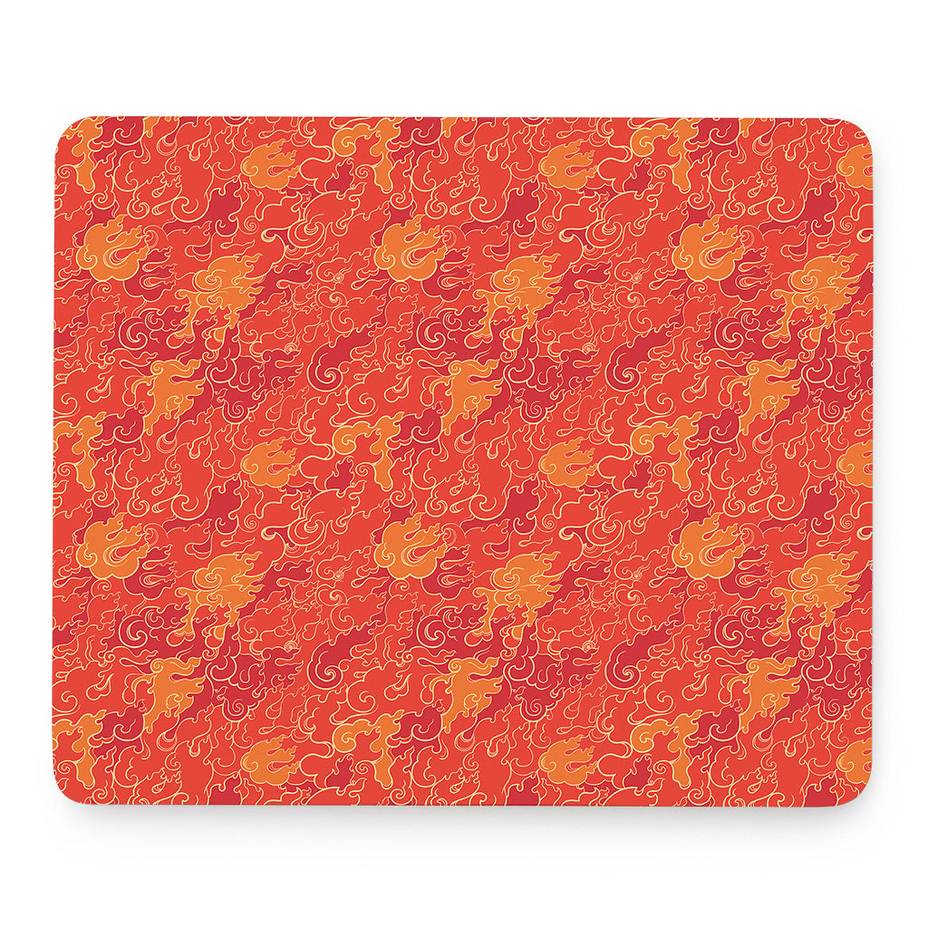 Burning Japanese Flame Pattern Print Mouse Pad