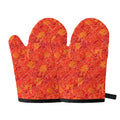 Burning Japanese Flame Pattern Print Oven Mitts