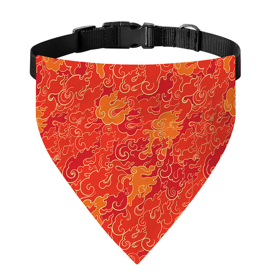Burning Japanese Flame Pattern Print Over The Collar Dog Bandana