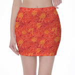 Burning Japanese Flame Pattern Print Pencil Mini Skirt