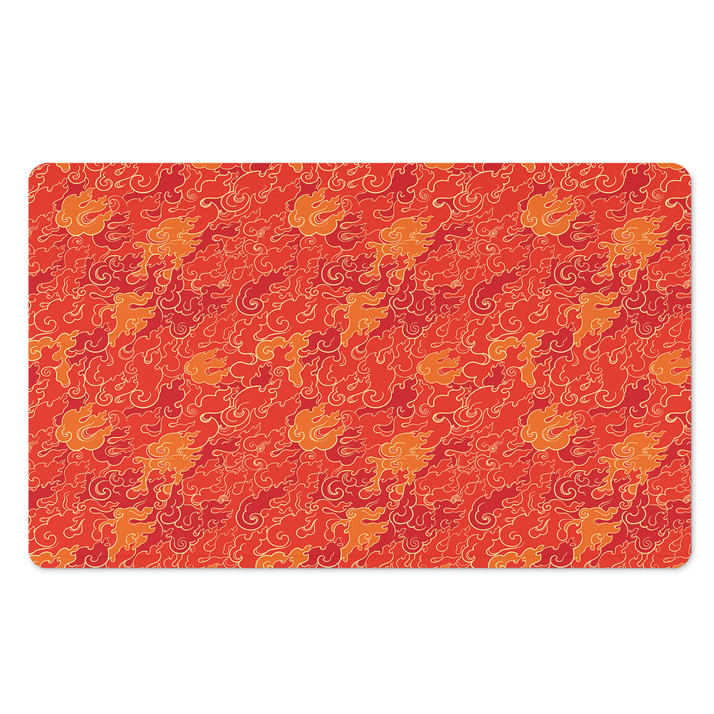 Burning Japanese Flame Pattern Print Polyester Doormat