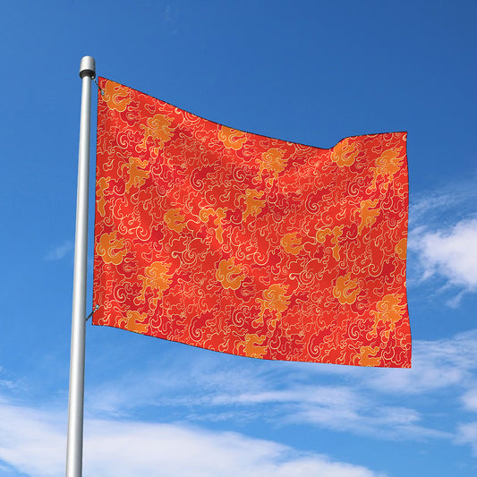 Burning Japanese Flame Pattern Print Polyester Flag