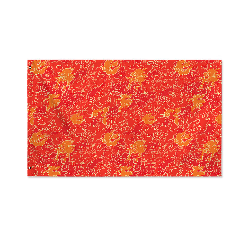 Burning Japanese Flame Pattern Print Polyester Flag