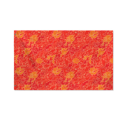 Burning Japanese Flame Pattern Print Polyester Flag