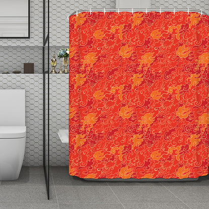 Burning Japanese Flame Pattern Print Polyester Shower Curtain