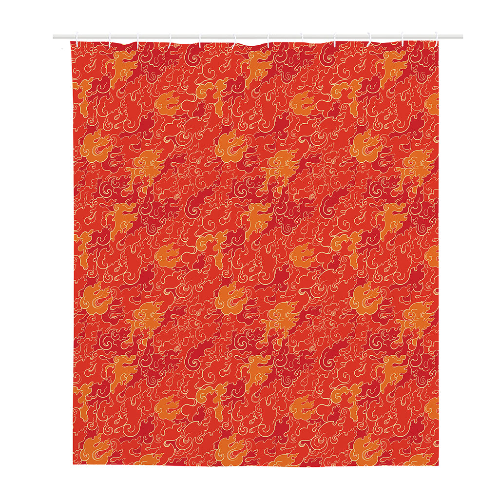 Burning Japanese Flame Pattern Print Polyester Shower Curtain