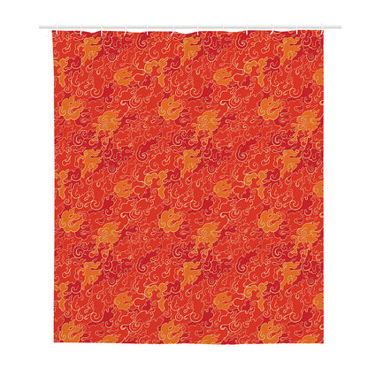 Burning Japanese Flame Pattern Print Polyester Shower Curtain