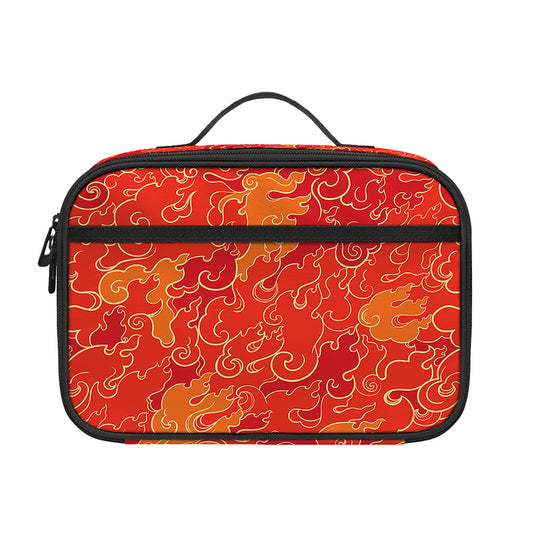 Burning Japanese Flame Pattern Print Portable Lunch Bag