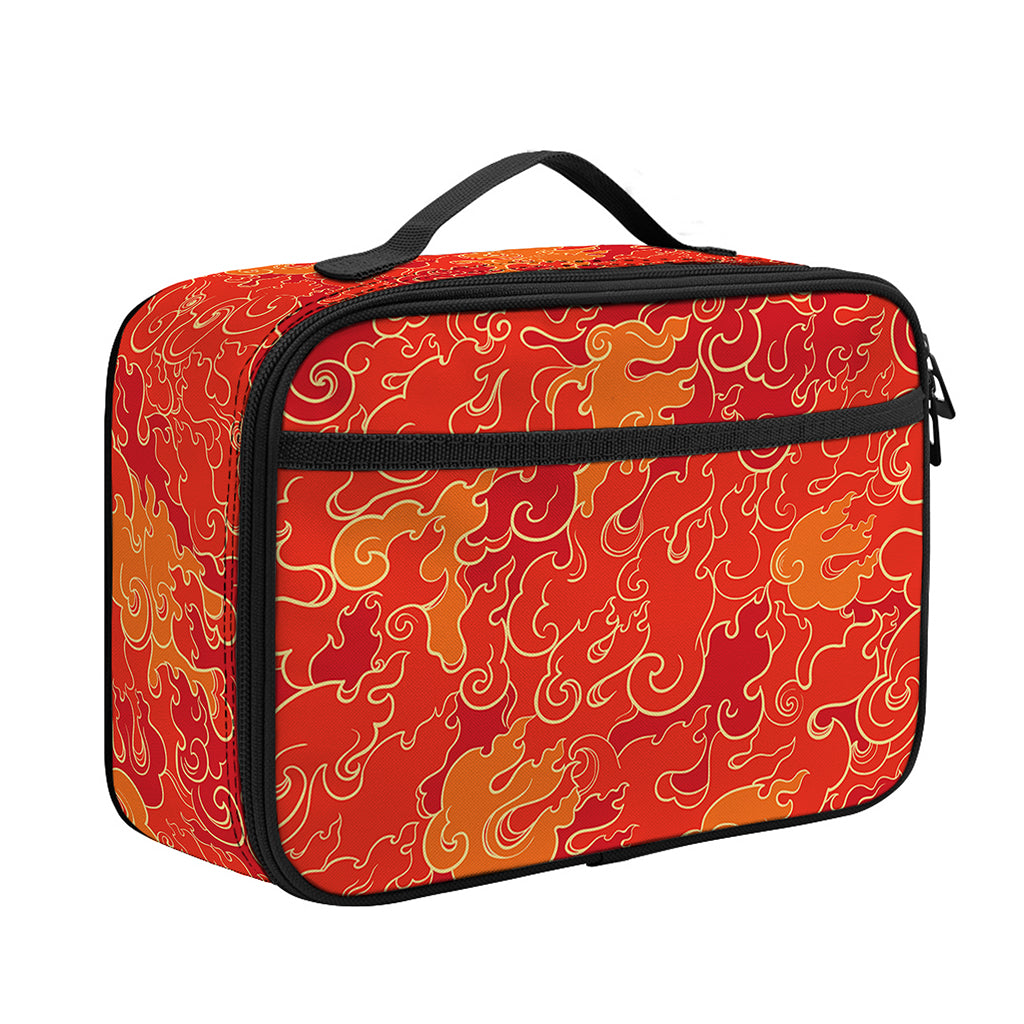 Burning Japanese Flame Pattern Print Portable Lunch Bag