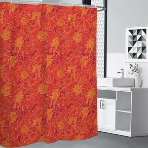 Burning Japanese Flame Pattern Print Premium Shower Curtain