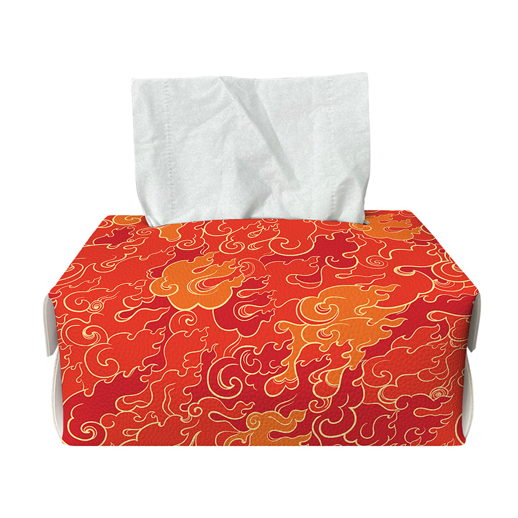 Burning Japanese Flame Pattern Print Rectangle Tissue Box Cover