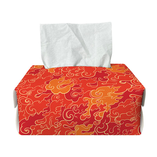 Burning Japanese Flame Pattern Print Rectangle Tissue Box Cover