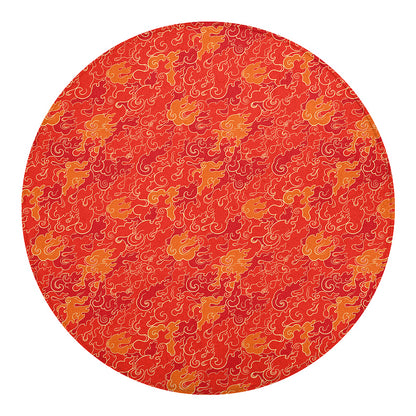 Burning Japanese Flame Pattern Print Round Blanket