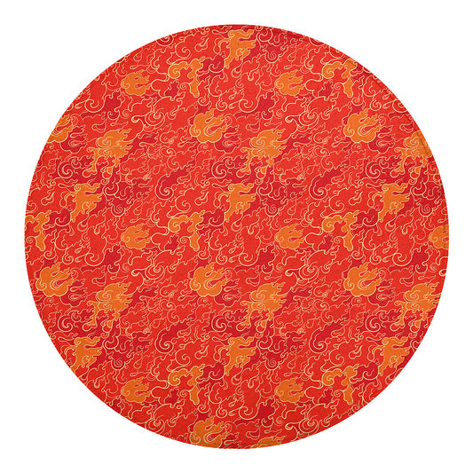 Burning Japanese Flame Pattern Print Round Blanket
