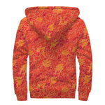 Burning Japanese Flame Pattern Print Sherpa Lined Zip Up Hoodie