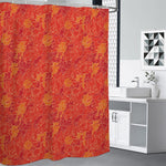 Burning Japanese Flame Pattern Print Shower Curtain