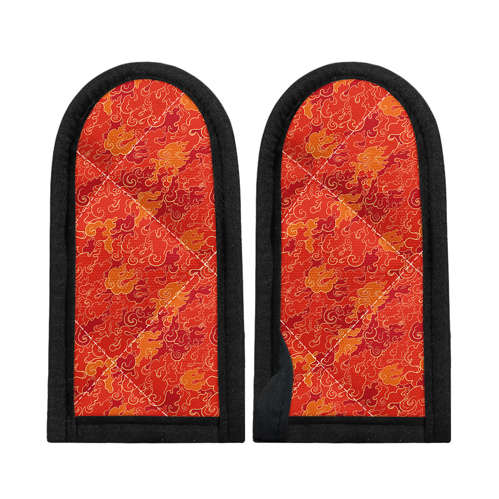 Burning Japanese Flame Pattern Print Skillet Handle Cover