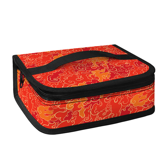 Burning Japanese Flame Pattern Print Small Lunch Bag