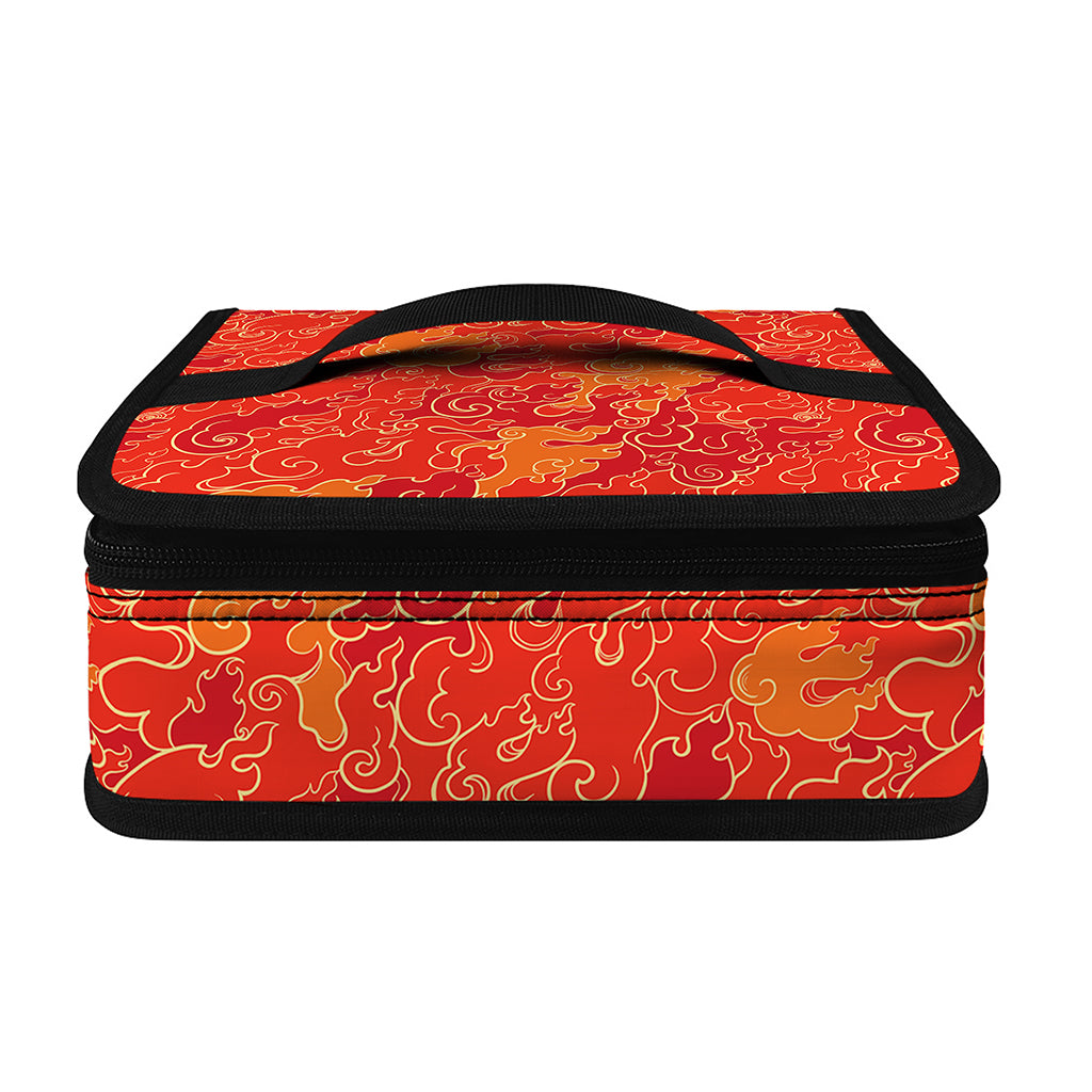Burning Japanese Flame Pattern Print Small Lunch Bag