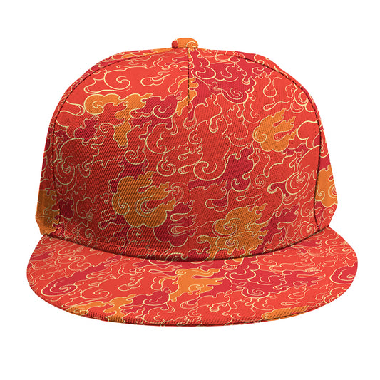 Burning Japanese Flame Pattern Print Snapback Cap