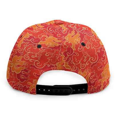 Burning Japanese Flame Pattern Print Snapback Cap