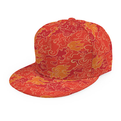 Burning Japanese Flame Pattern Print Snapback Cap