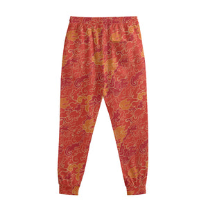 Burning Japanese Flame Pattern Print Sweatpants