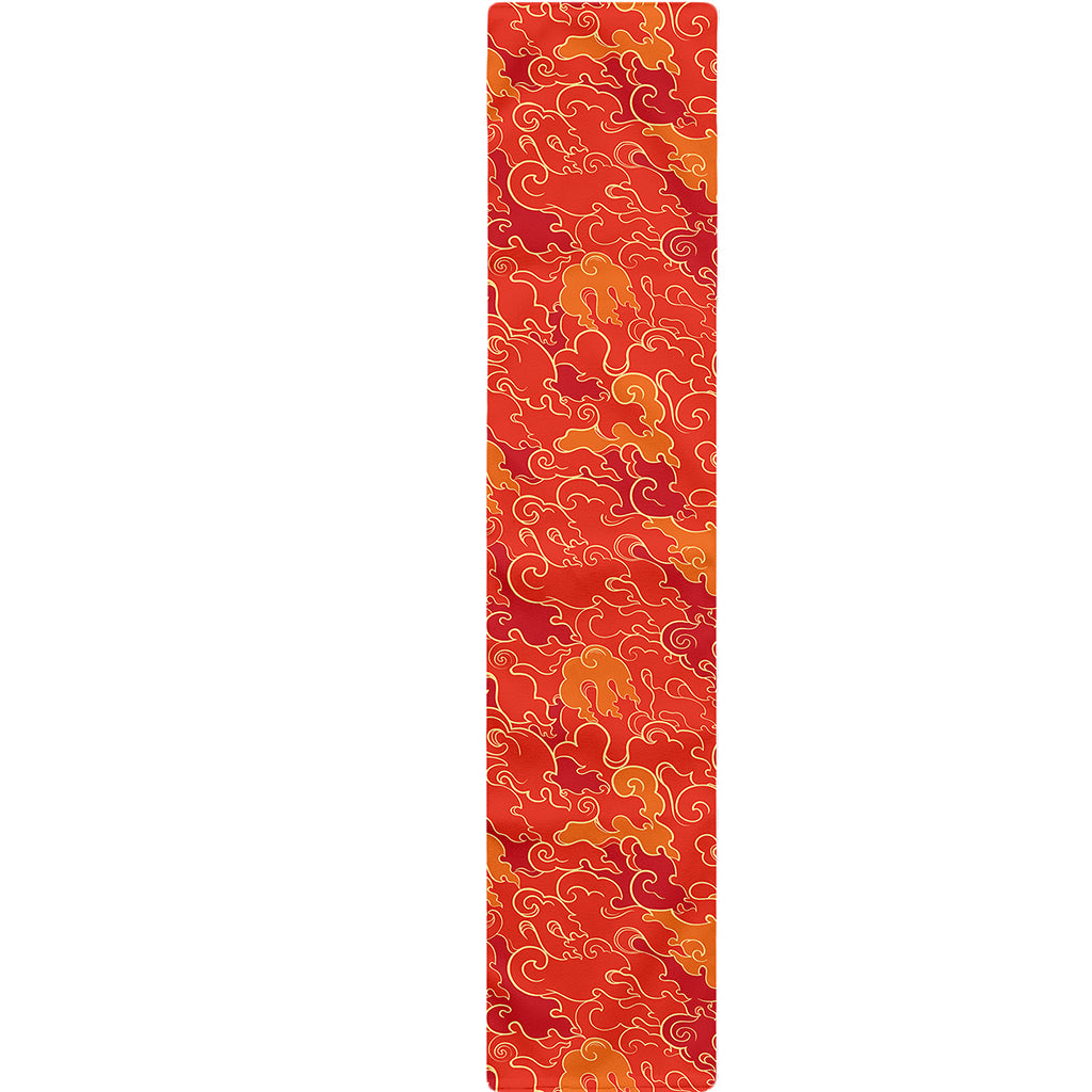Burning Japanese Flame Pattern Print Table Runner