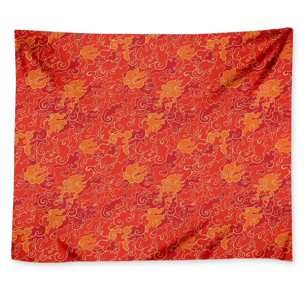 Burning Japanese Flame Pattern Print Tapestry