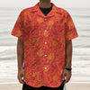 Burning Japanese Flame Pattern Print Textured Short Sleeve Shirt