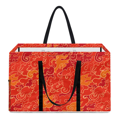 Burning Japanese Flame Pattern Print Utility Tote Bag