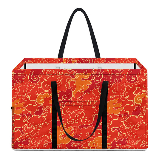 Burning Japanese Flame Pattern Print Utility Tote Bag