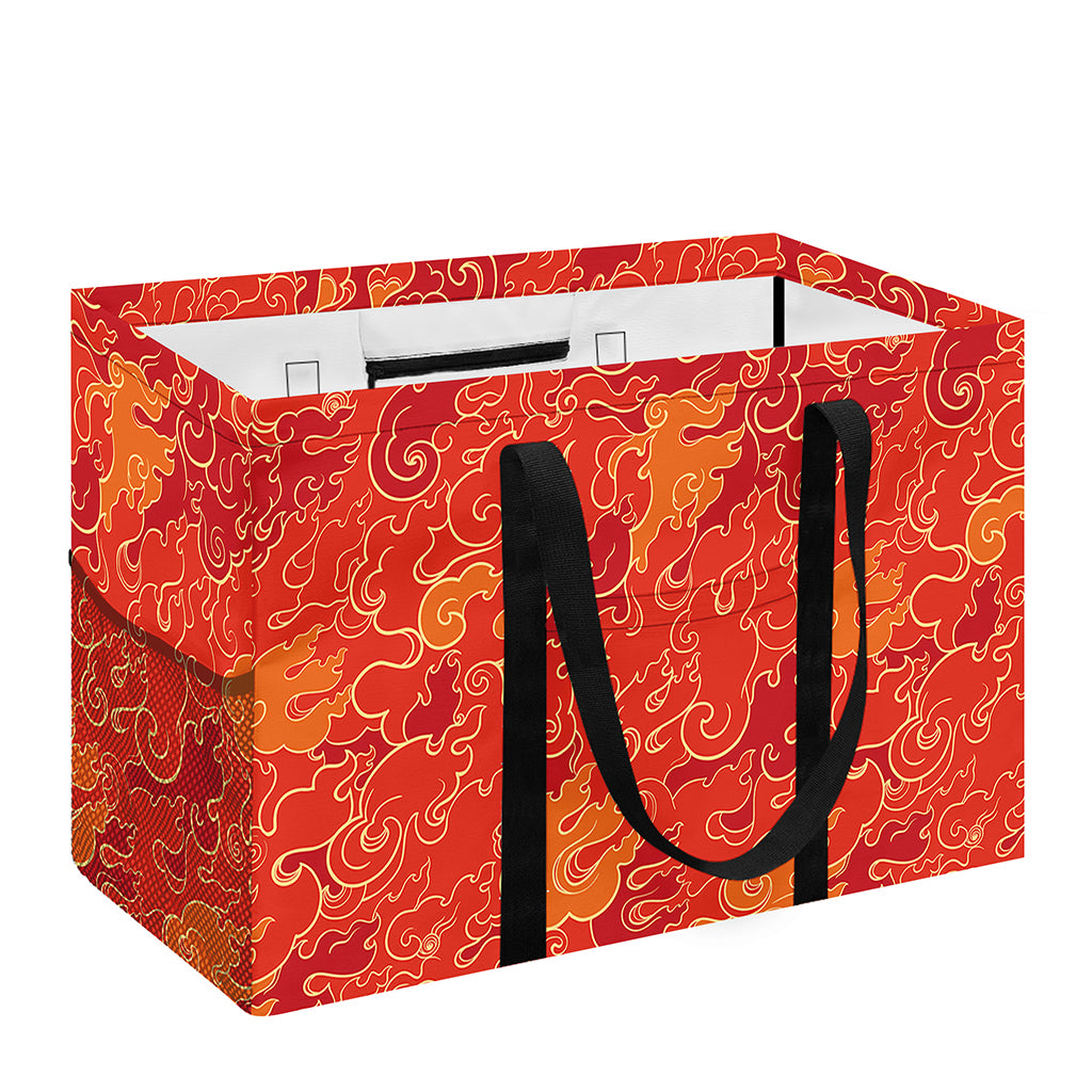 Burning Japanese Flame Pattern Print Utility Tote Bag