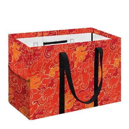 Burning Japanese Flame Pattern Print Utility Tote Bag