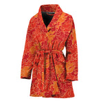 Burning Japanese Flame Pattern Print Women's Bathrobe