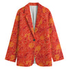 Burning Japanese Flame Pattern Print Women's Blazer