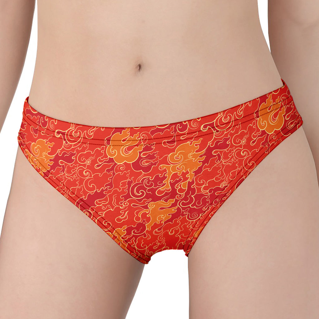 Burning Japanese Flame Pattern Print Women's Panties