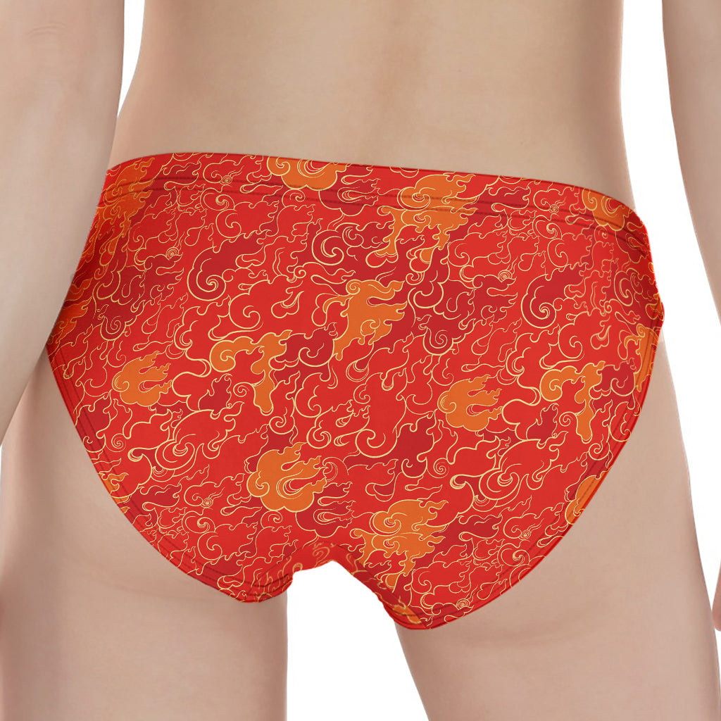 Burning Japanese Flame Pattern Print Women's Panties