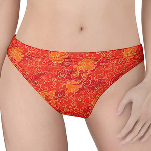 Burning Japanese Flame Pattern Print Women's Thong