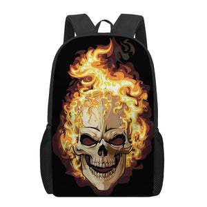 Burning Skull Print 17 Inch Backpack