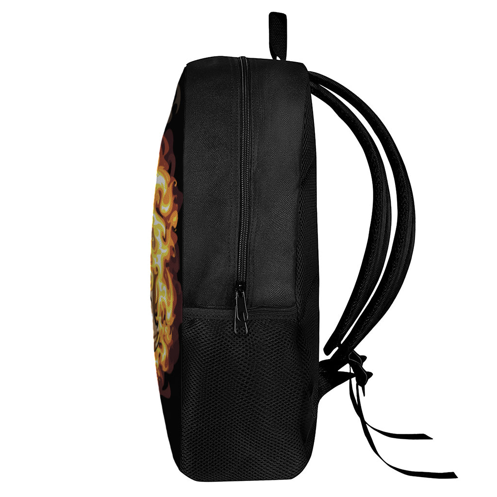 Burning Skull Print 17 Inch Backpack