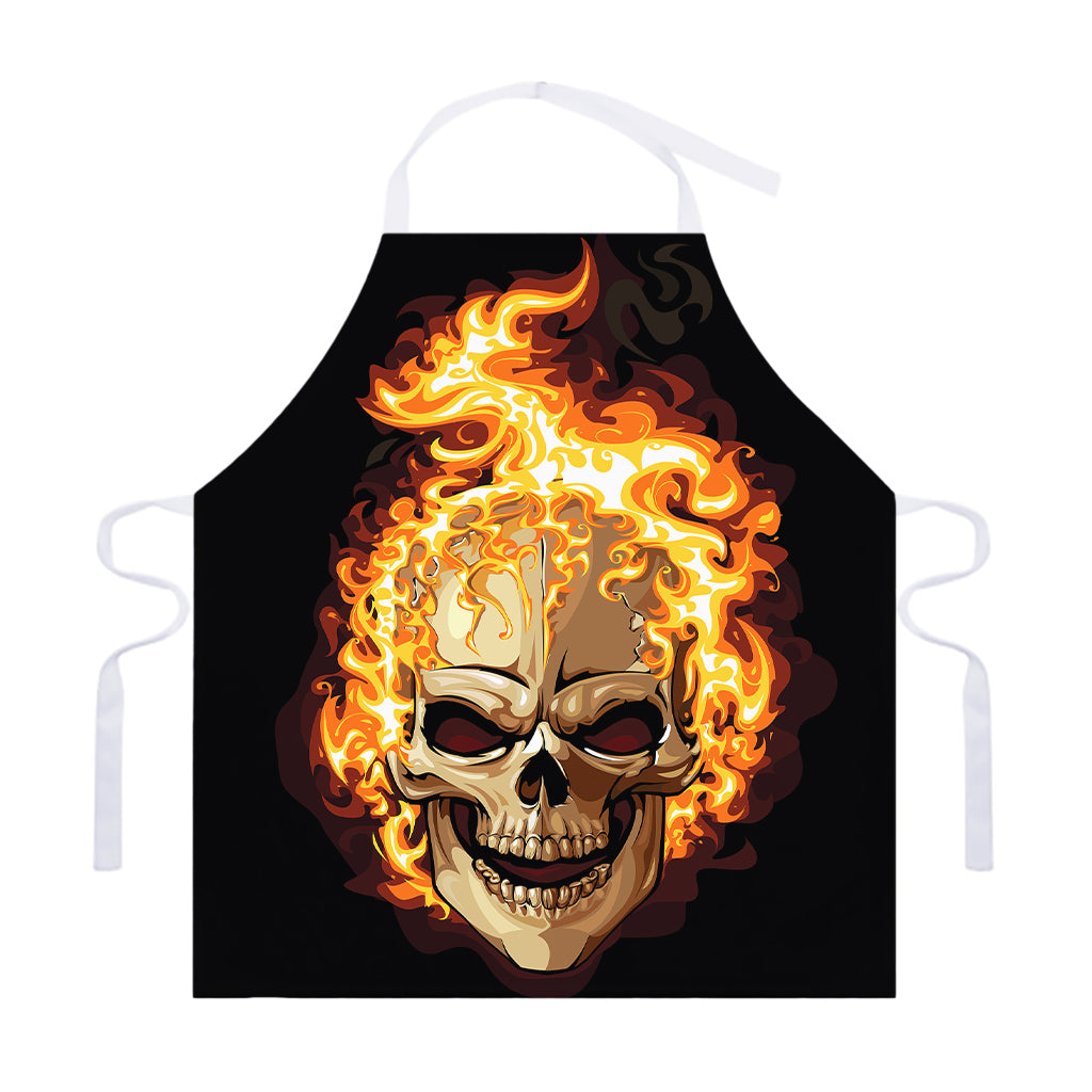 Burning Skull Print Adjustable Apron