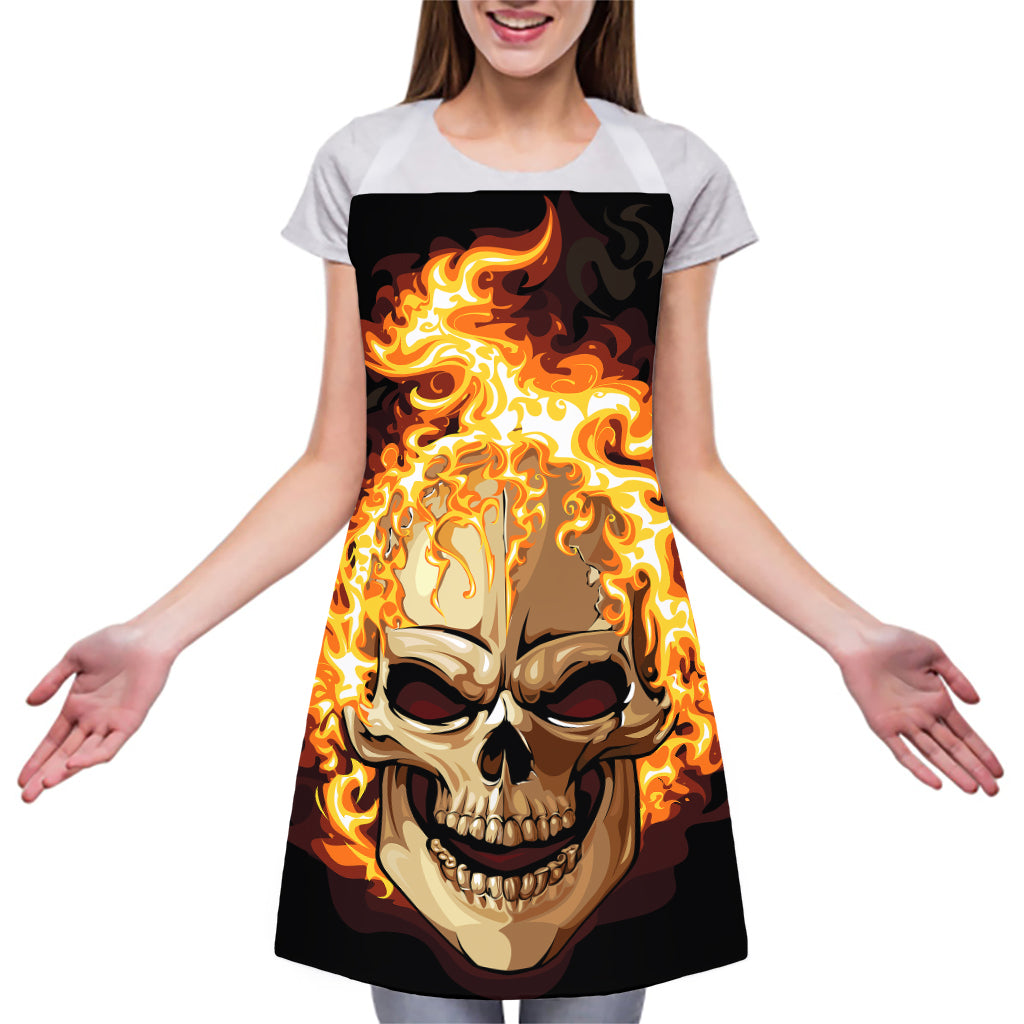 Burning Skull Print Adjustable Apron