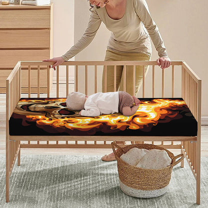Burning Skull Print Baby Crib Sheet