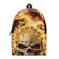 Burning Skull Print School Backpack