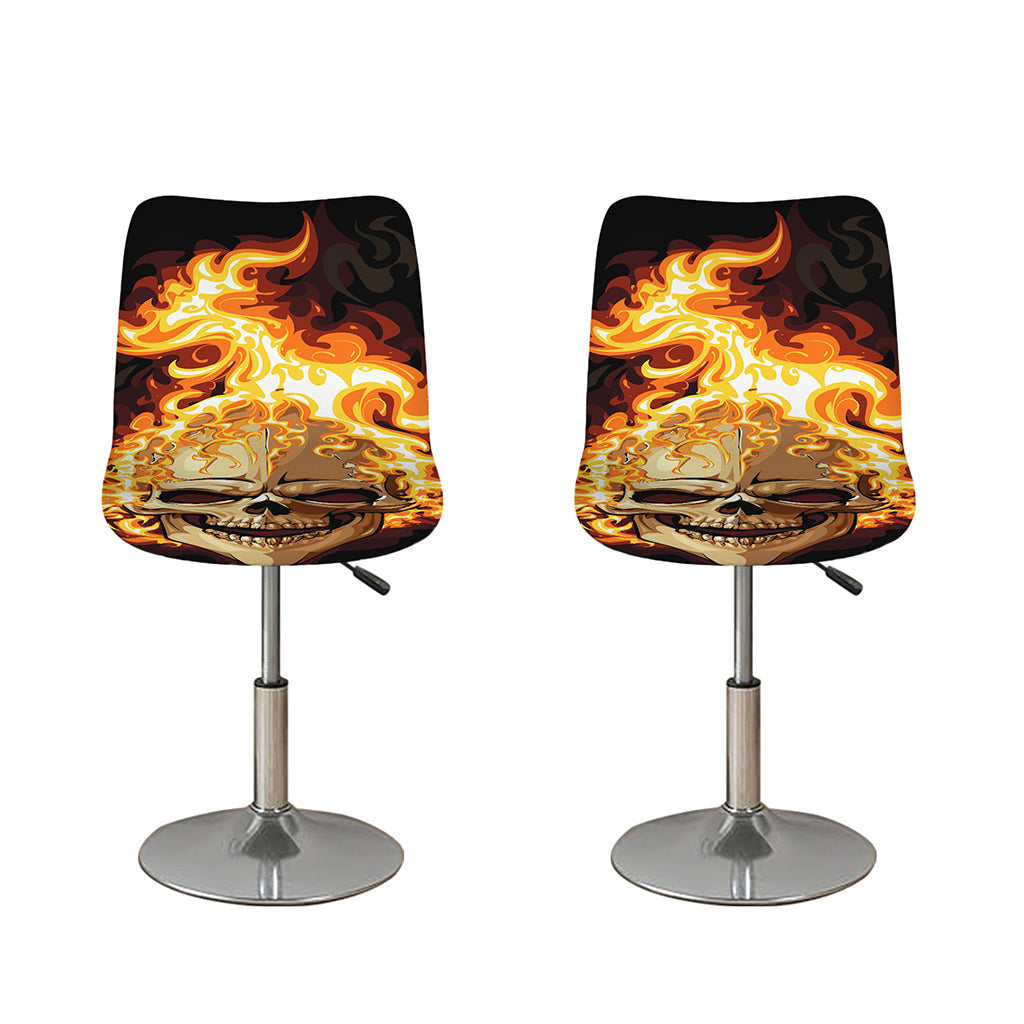 Burning Skull Print Bar Stool Covers